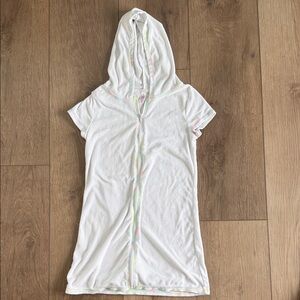 SO Kids White Hooded Swim Coverup with Pastel Trim